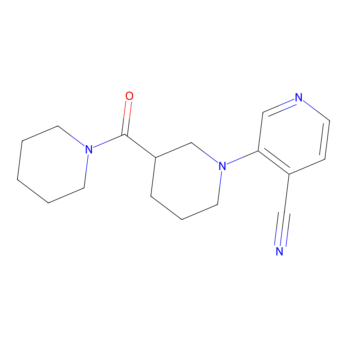 3-[3-(Piperidine-1-carbonyl)piperidin-1-yl]pyridine-4-carbonitrile molecular structure, CAS 2877721-93-0