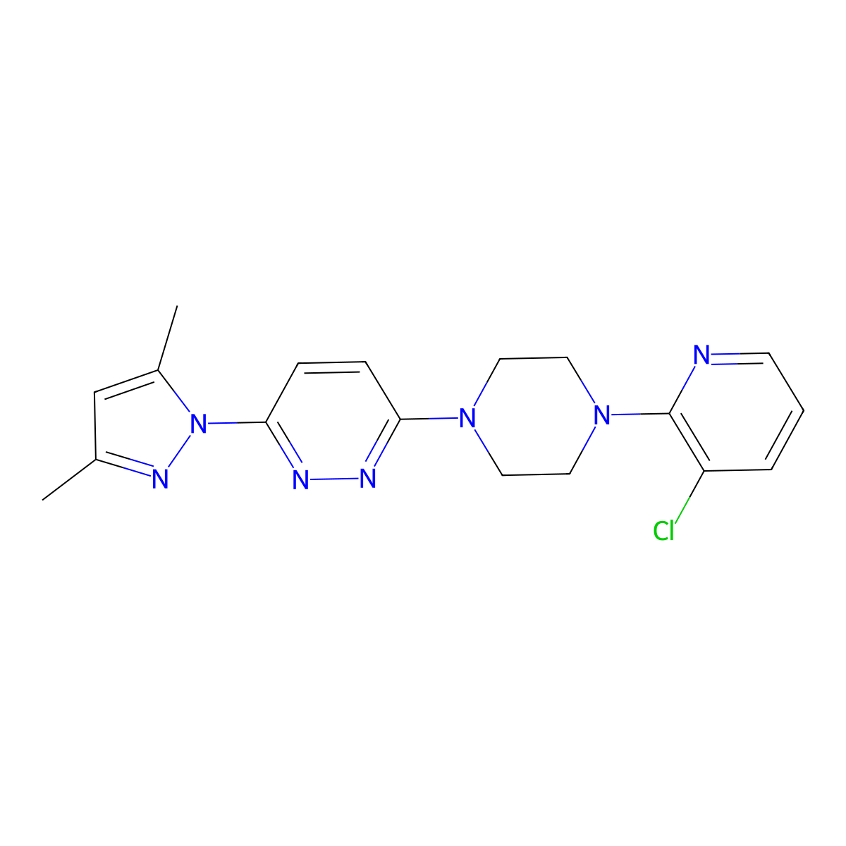 3-[4-(3-chloropyridin-2-yl)piperazin-1-yl]-6-(3,5-dimethyl-1H-pyrazol-1-yl)pyridazine molecular structure, CAS 2877721-94-1