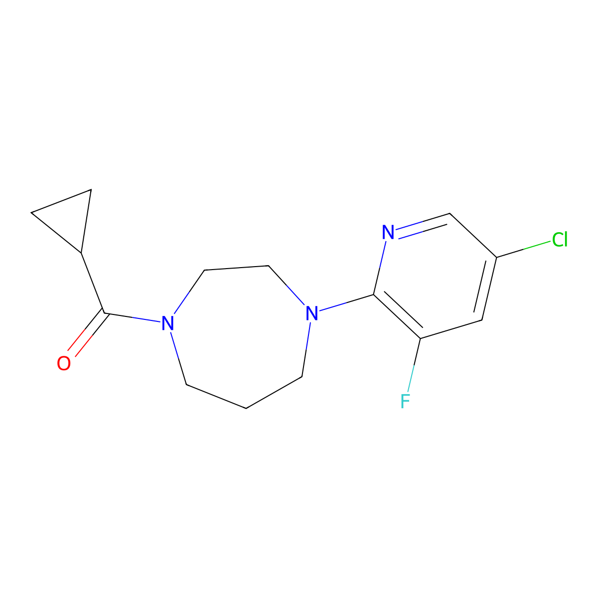 1-(5-Chloro-3-fluoropyridin-2-yl)-4-cyclopropanecarbonyl-1,4-diazepane molecular structure, CAS 2877721-95-2