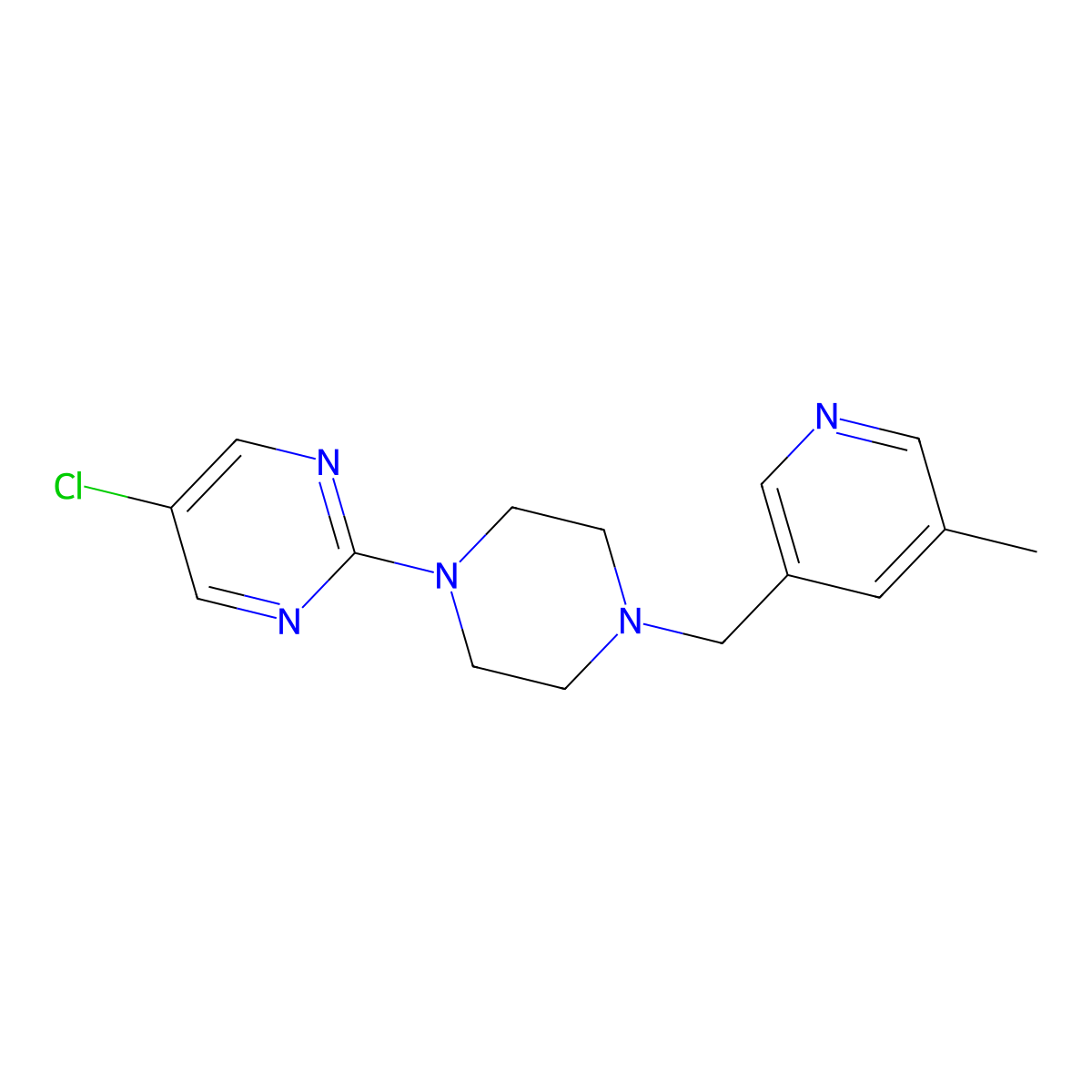 5-Chloro-2-{4-[(5-methylpyridin-3-yl)methyl]piperazin-1-yl}pyrimidine molecular structure, CAS 2877722-05-7