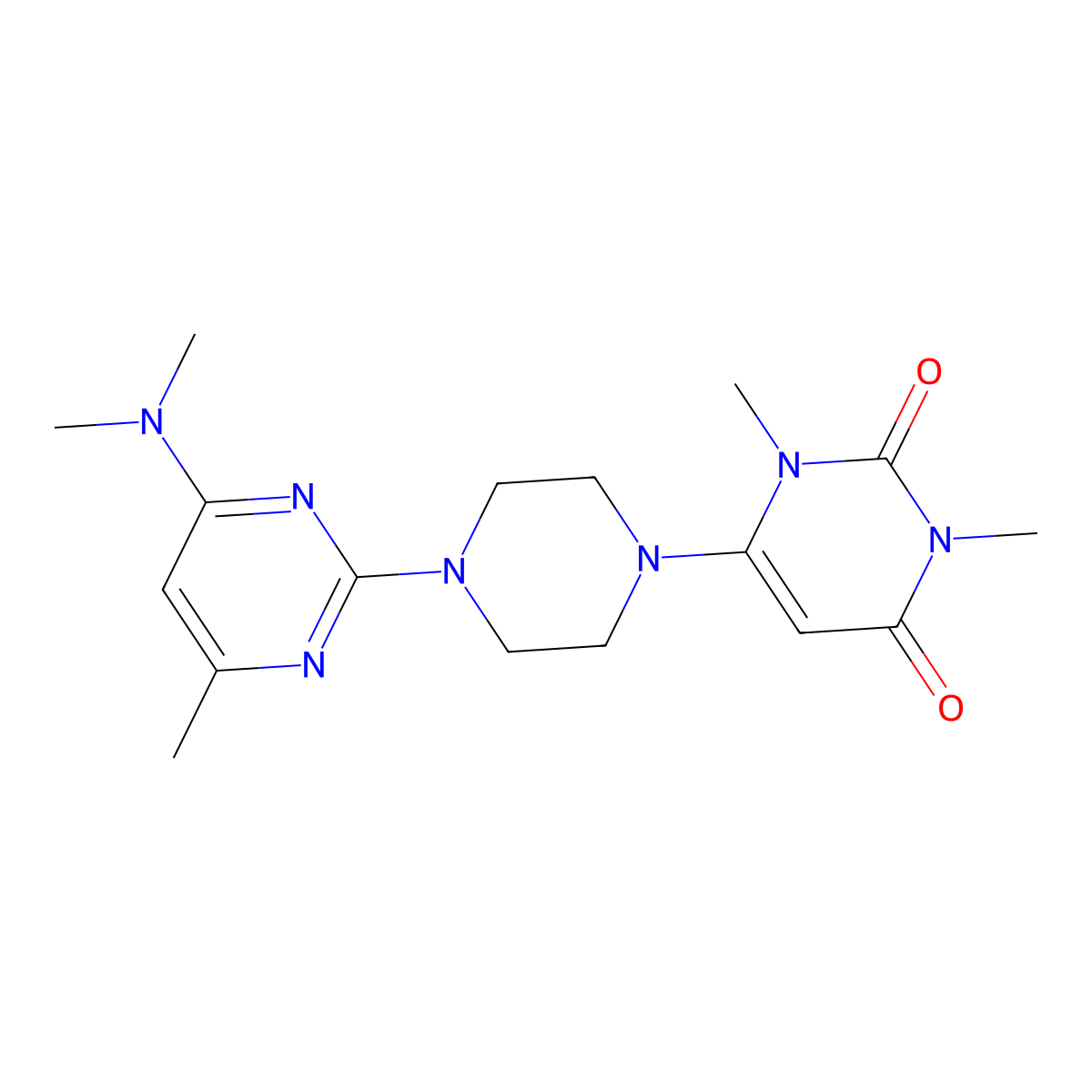 6-{4-[4-(Dimethylamino)-6-methylpyrimidin-2-yl]piperazin-1-yl}-1,3-dimethyl-1,2,3,4-tetrahydropyrimidine-2,4-dione molecular structure, CAS 2877722-07-9