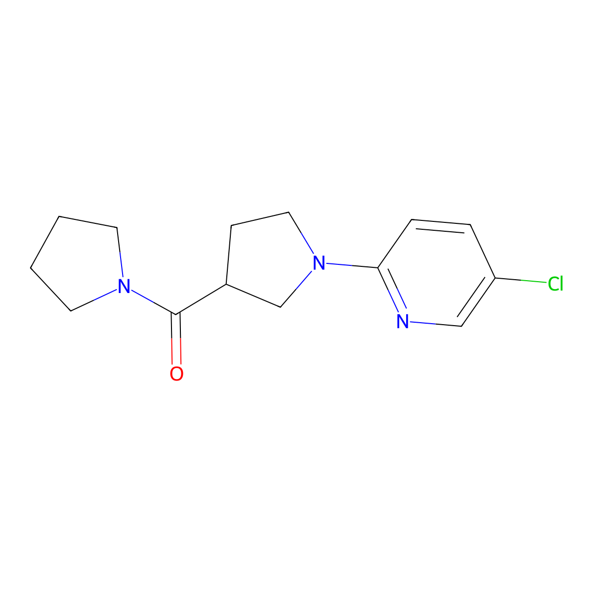 5-Chloro-2-[3-(pyrrolidine-1-carbonyl)pyrrolidin-1-yl]pyridine molecular structure, CAS 2877722-08-0
