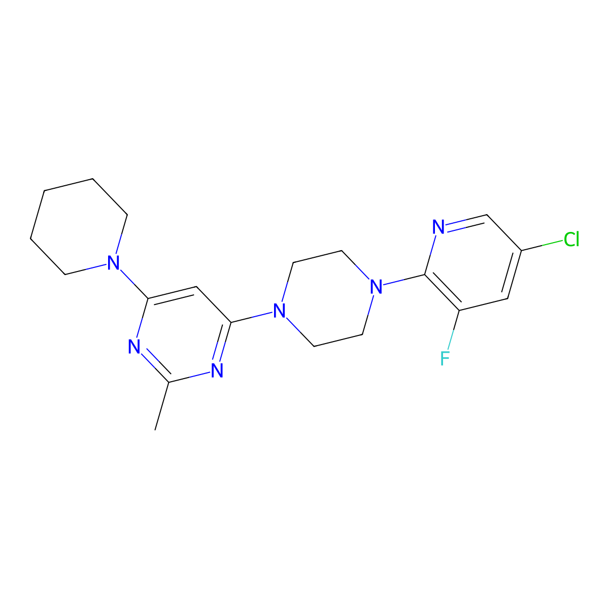 4-[4-(5-Chloro-3-fluoropyridin-2-yl)piperazin-1-yl]-2-methyl-6-(piperidin-1-yl)pyrimidine molecular structure, CAS 2877722-09-1