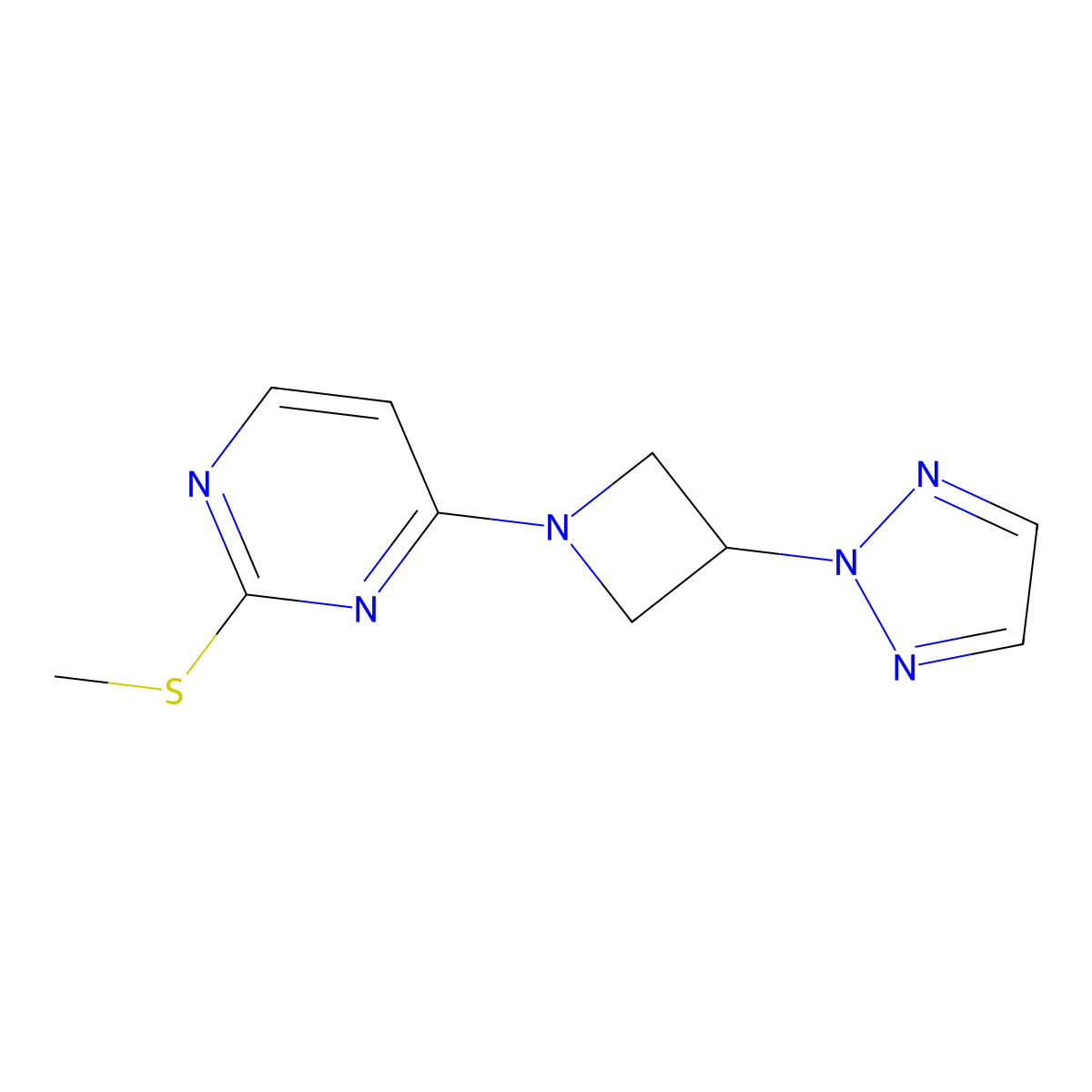 2-(methylsulfanyl)-4-[3-(2H-1,2,3-triazol-2-yl)azetidin-1-yl]pyrimidine molecular structure, CAS 2877722-12-6