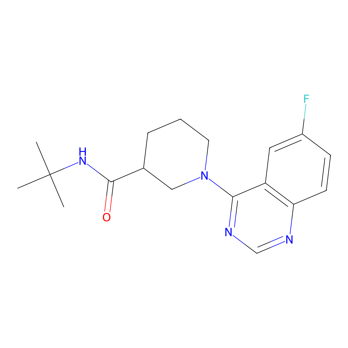N-tert-butyl-1-(6-fluoroquinazolin-4-yl)piperidine-3-carboxamide molecular structure, CAS 2877722-15-9