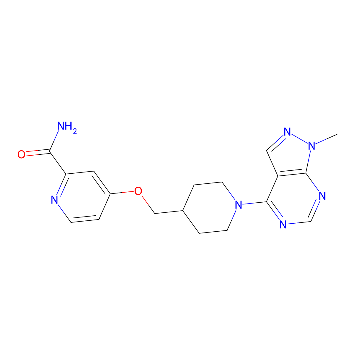 4-[(1-{1-methyl-1H-pyrazolo[3,4-d]pyrimidin-4-yl}piperidin-4-yl)methoxy]pyridine-2-carboxamide molecular structure, CAS 2877722-16-0