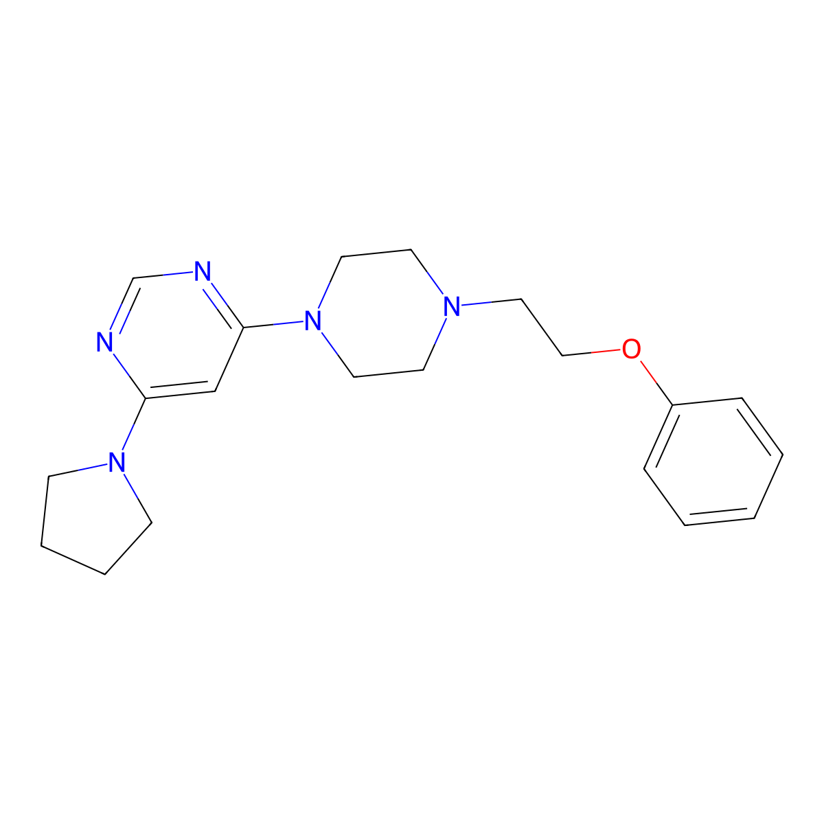 4-[4-(2-Phenoxyethyl)piperazin-1-yl]-6-(pyrrolidin-1-yl)pyrimidine molecular structure, CAS 2877722-21-7
