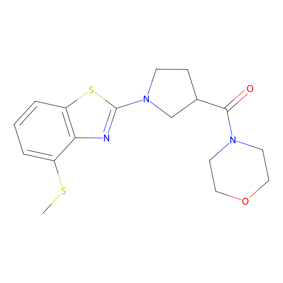 4-(Methylsulfanyl)-2-[3-(morpholine-4-carbonyl)pyrrolidin-1-yl]-1,3-benzothiazole molecular structure, CAS 2877722-22-8