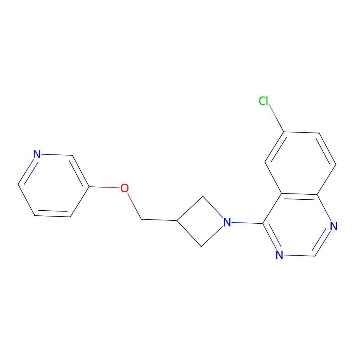 6-Chloro-4-{3-[(pyridin-3-yloxy)methyl]azetidin-1-yl}quinazoline molecular structure, CAS 2877722-25-1