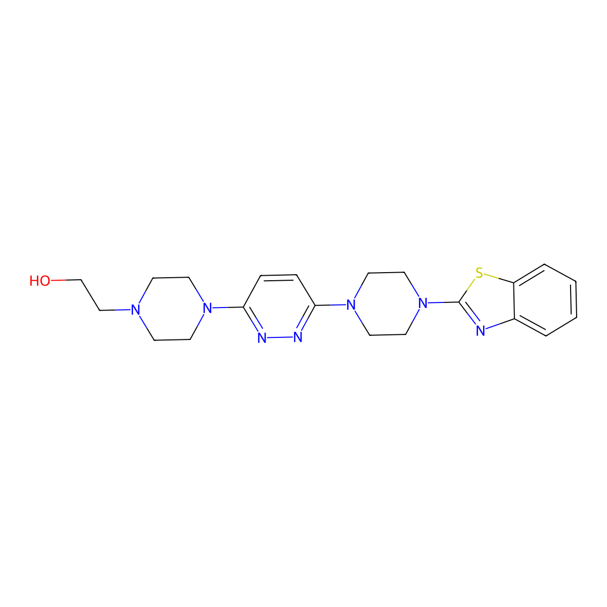 2-(4-{6-[4-(1,3-Benzothiazol-2-yl)piperazin-1-yl]pyridazin-3-yl}piperazin-1-yl)ethan-1-ol molecular structure, CAS 2877722-26-2