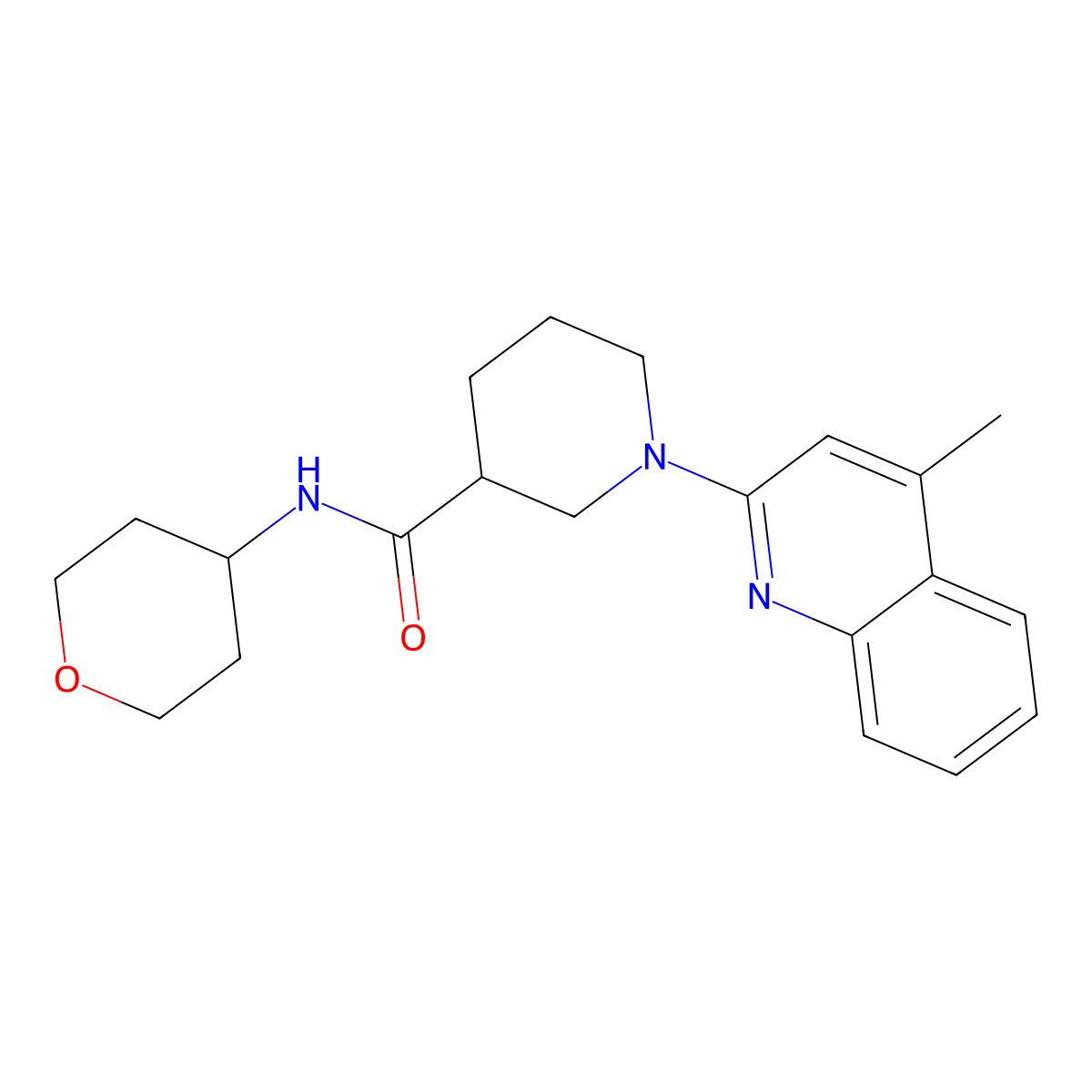 1-(4-methylquinolin-2-yl)-N-(oxan-4-yl)piperidine-3-carboxamide molecular structure, CAS 2877750-01-9