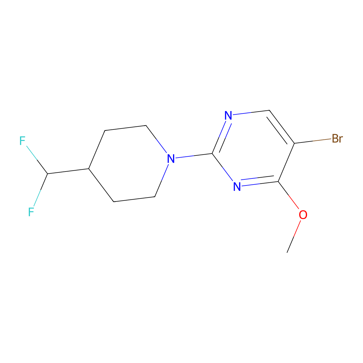 5-Bromo-2-[4-(difluoromethyl)piperidin-1-yl]-4-methoxypyrimidine molecular structure, CAS 2877750-02-0