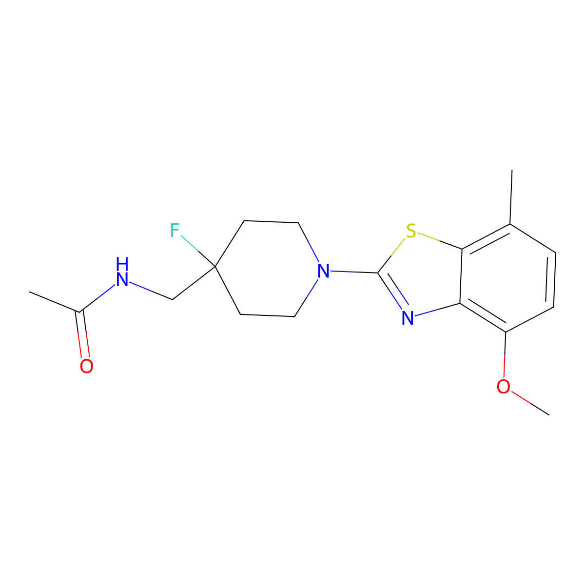 N-{[4-fluoro-1-(4-methoxy-7-methyl-1,3-benzothiazol-2-yl)piperidin-4-yl]methyl}acetamide molecular structure, CAS 2877750-04-2