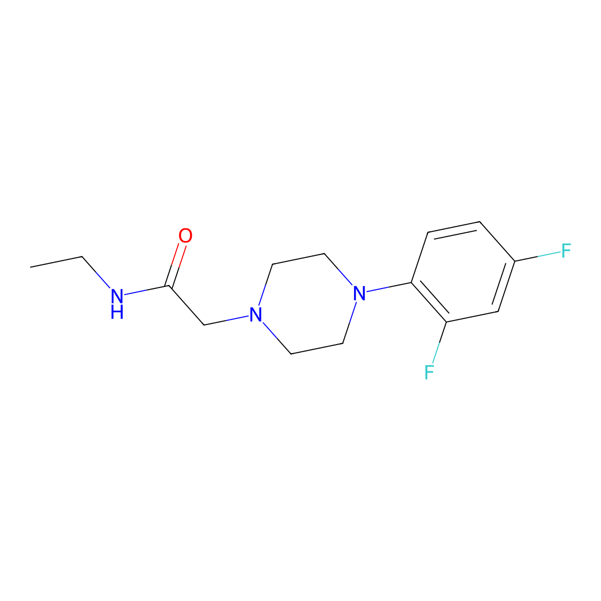 2-[4-(2,4-difluorophenyl)piperazin-1-yl]-N-ethylacetamide molecular structure, CAS 2877750-14-4