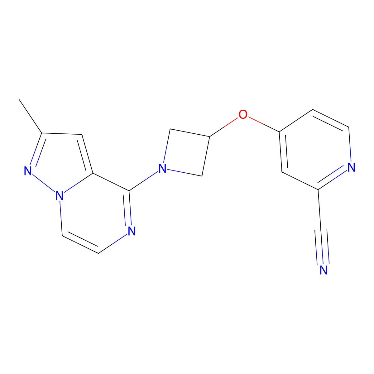4-[(1-{2-Methylpyrazolo[1,5-a]pyrazin-4-yl}azetidin-3-yl)oxy]pyridine-2-carbonitrile molecular structure, CAS 2877750-17-7