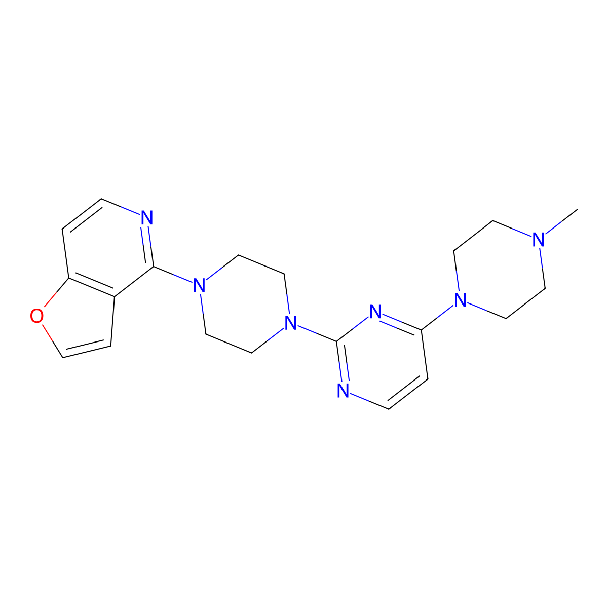 2-(4-{Furo[3,2-c]pyridin-4-yl}piperazin-1-yl)-4-(4-methylpiperazin-1-yl)pyrimidine molecular structure, CAS 2877750-18-8