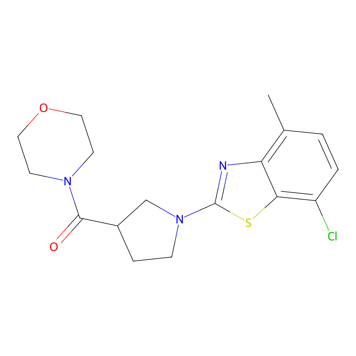 7-Chloro-4-methyl-2-[3-(morpholine-4-carbonyl)pyrrolidin-1-yl]-1,3-benzothiazole molecular structure, CAS 2877750-21-3