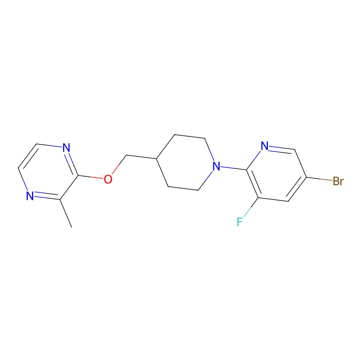 2-{[1-(5-Bromo-3-fluoropyridin-2-yl)piperidin-4-yl]methoxy}-3-methylpyrazine molecular structure, CAS 2877750-25-7