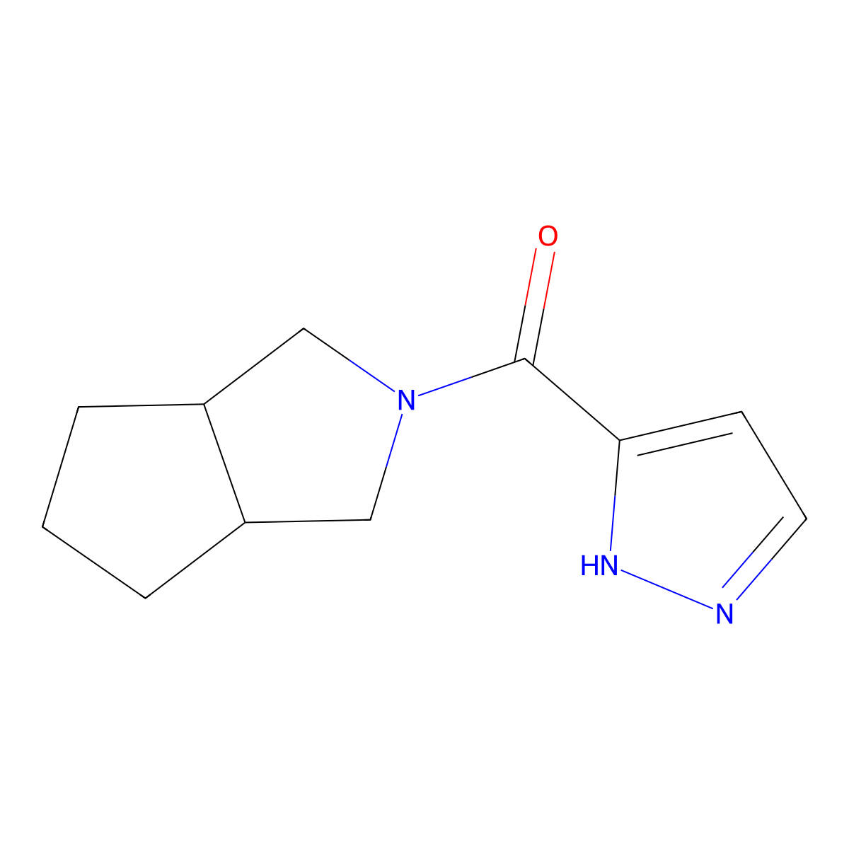 3-{octahydrocyclopenta[c]pyrrole-2-carbonyl}-1H-pyrazole molecular structure, CAS 2877750-31-5