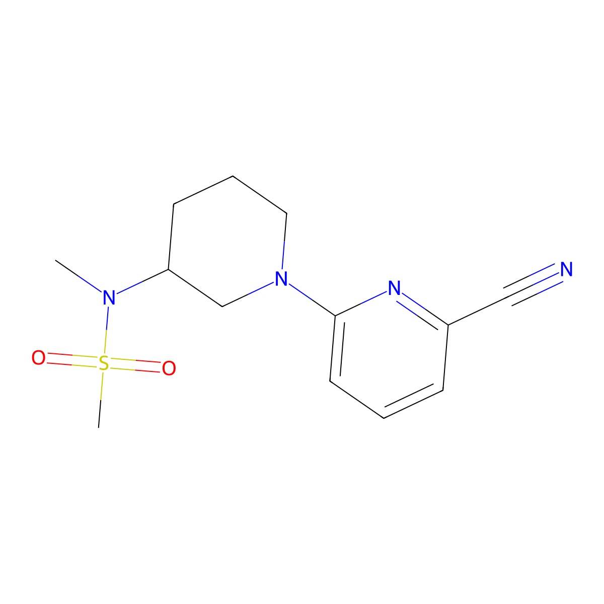 N-[1-(6-cyanopyridin-2-yl)piperidin-3-yl]-N-methylmethanesulfonamide molecular structure, CAS 2877750-32-6