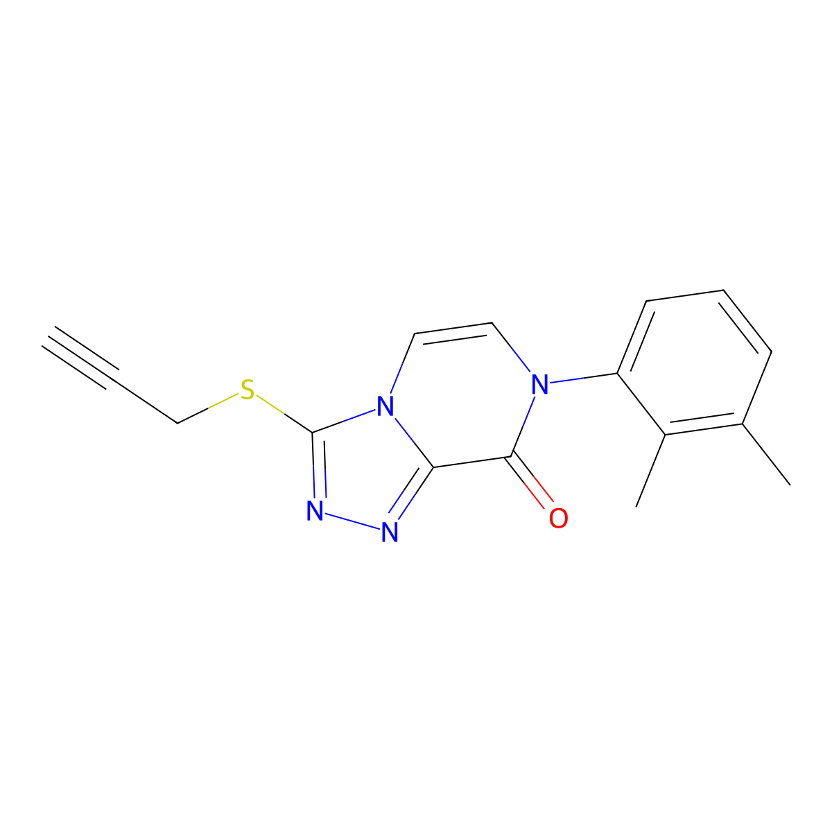 7-(2,3-dimethylphenyl)-3-(prop-2-yn-1-ylsulfanyl)-7H,8H-[1,2,4]triazolo[4,3-a]pyrazin-8-one molecular structure, CAS 2877750-33-7