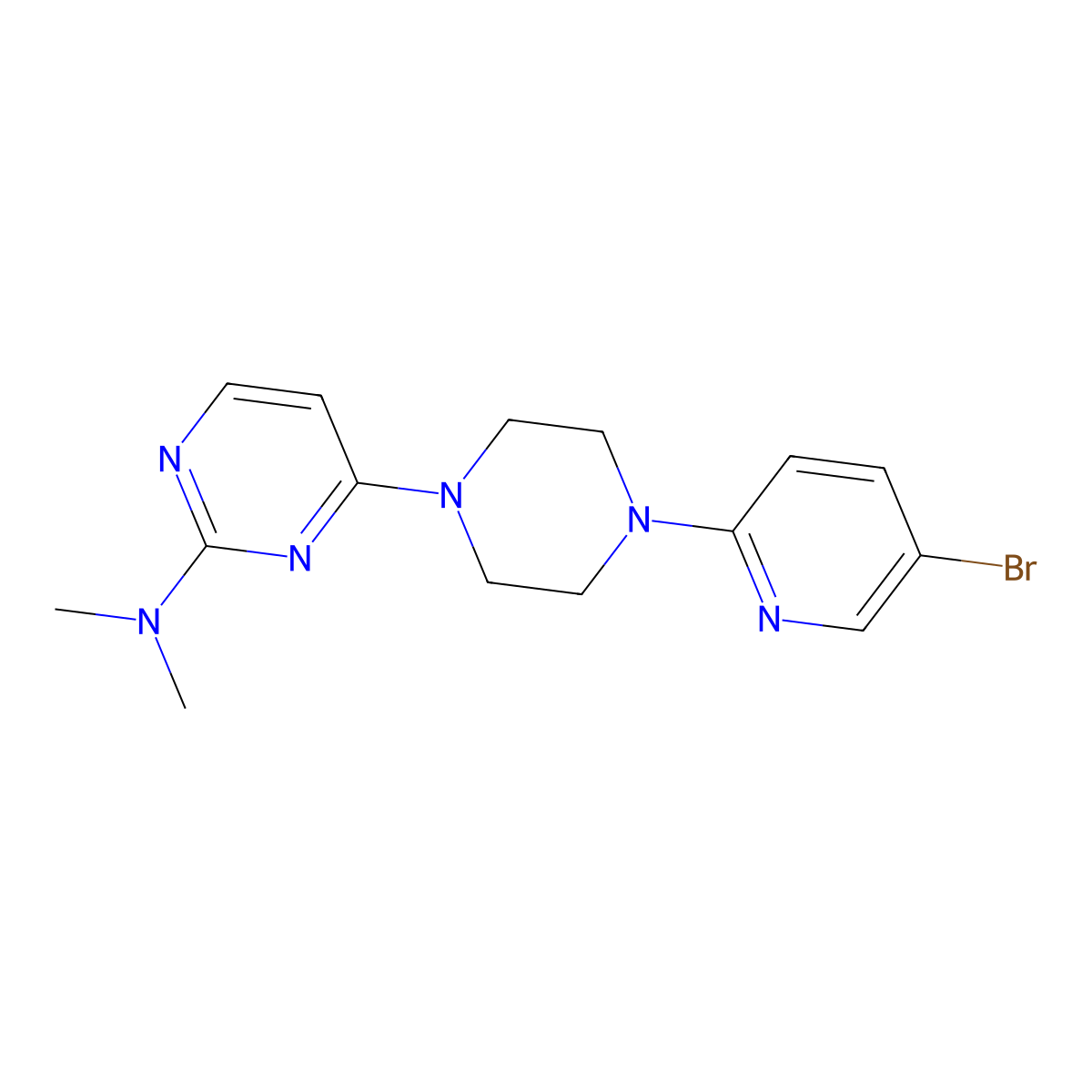4-[4-(5-bromopyridin-2-yl)piperazin-1-yl]-N,N-dimethylpyrimidin-2-amine molecular structure, CAS 2877750-34-8