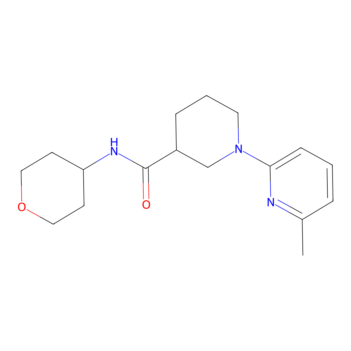 1-(6-methylpyridin-2-yl)-N-(oxan-4-yl)piperidine-3-carboxamide molecular structure, CAS 2877750-36-0