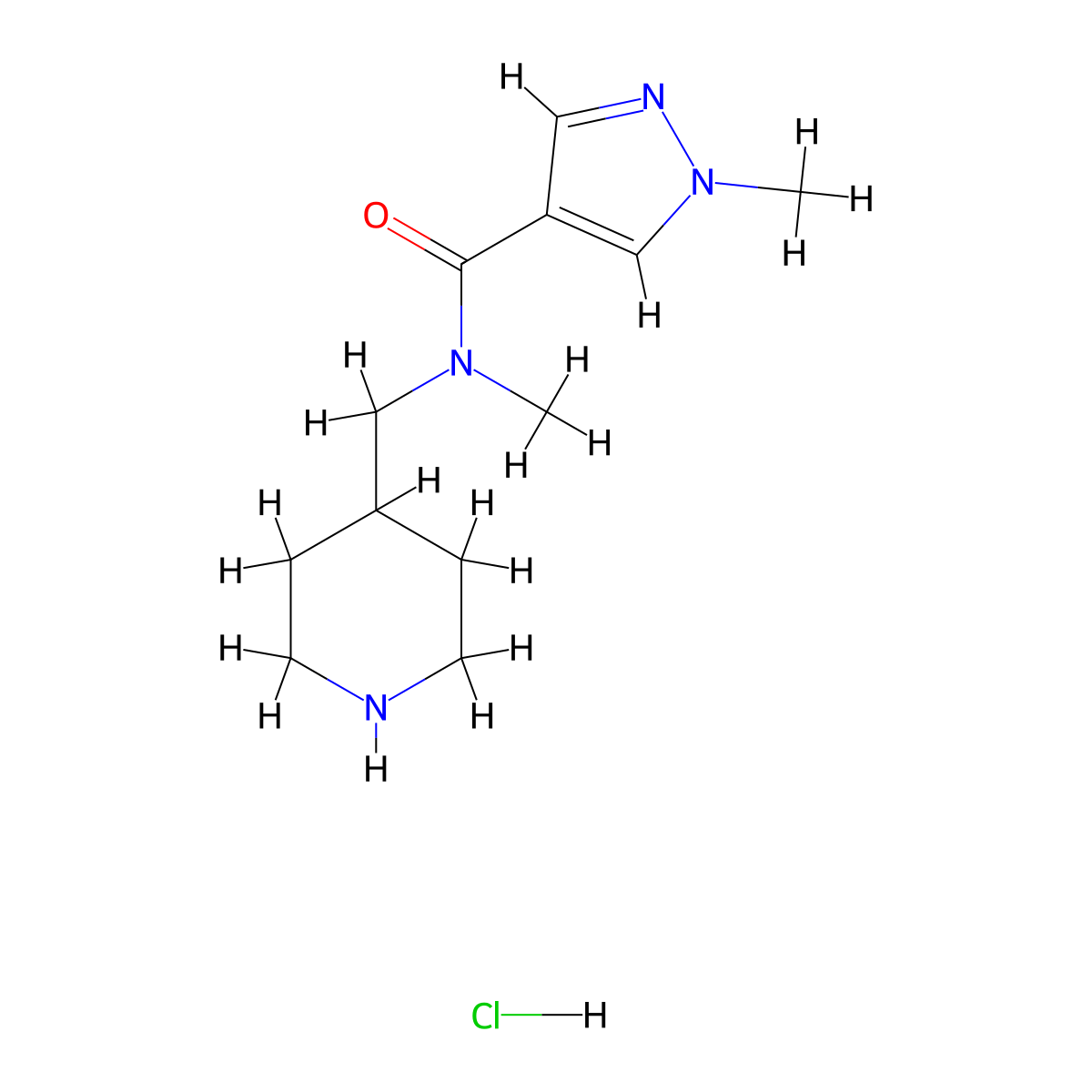 N,1-dimethyl-N-[(piperidin-4-yl)methyl]-1H-pyrazole-4-carboxamide hydrochloride molecular structure, CAS 2877750-42-8