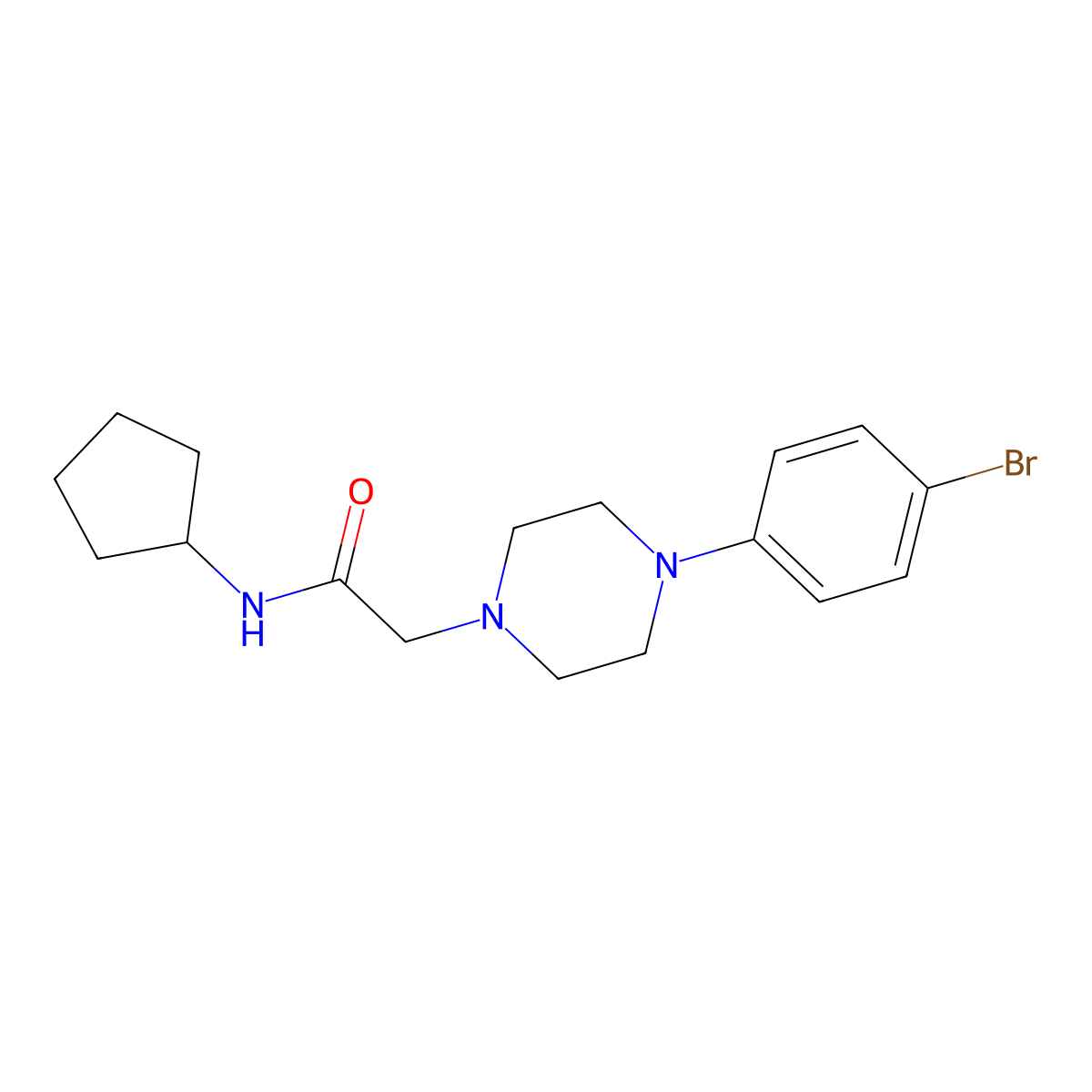 2-[4-(4-bromophenyl)piperazin-1-yl]-N-cyclopentylacetamide molecular structure, CAS 2877750-45-1