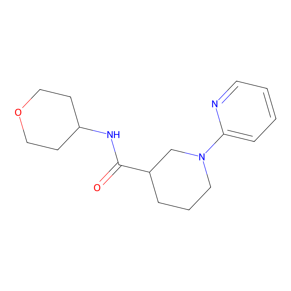 N-(oxan-4-yl)-1-(pyridin-2-yl)piperidine-3-carboxamide molecular structure, CAS 2877750-46-2