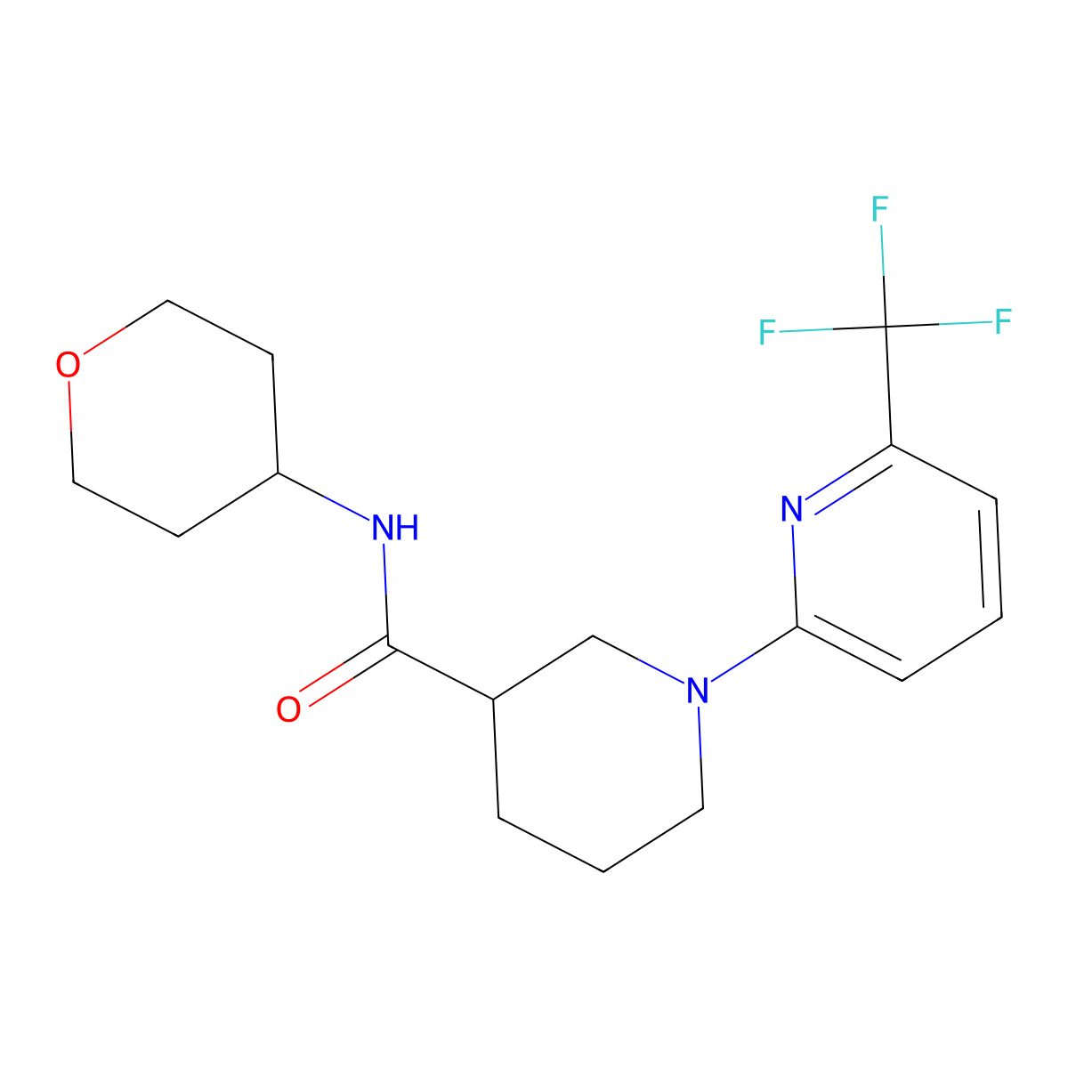 N-(oxan-4-yl)-1-[6-(trifluoromethyl)pyridin-2-yl]piperidine-3-carboxamide molecular structure, CAS 2877750-52-0