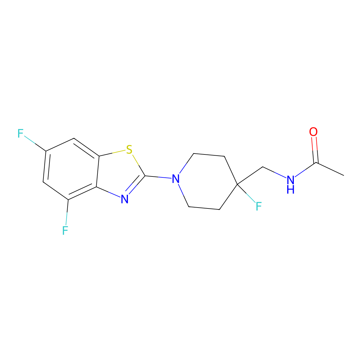 N-{[1-(4,6-difluoro-1,3-benzothiazol-2-yl)-4-fluoropiperidin-4-yl]methyl}acetamide molecular structure, CAS 2877750-53-1