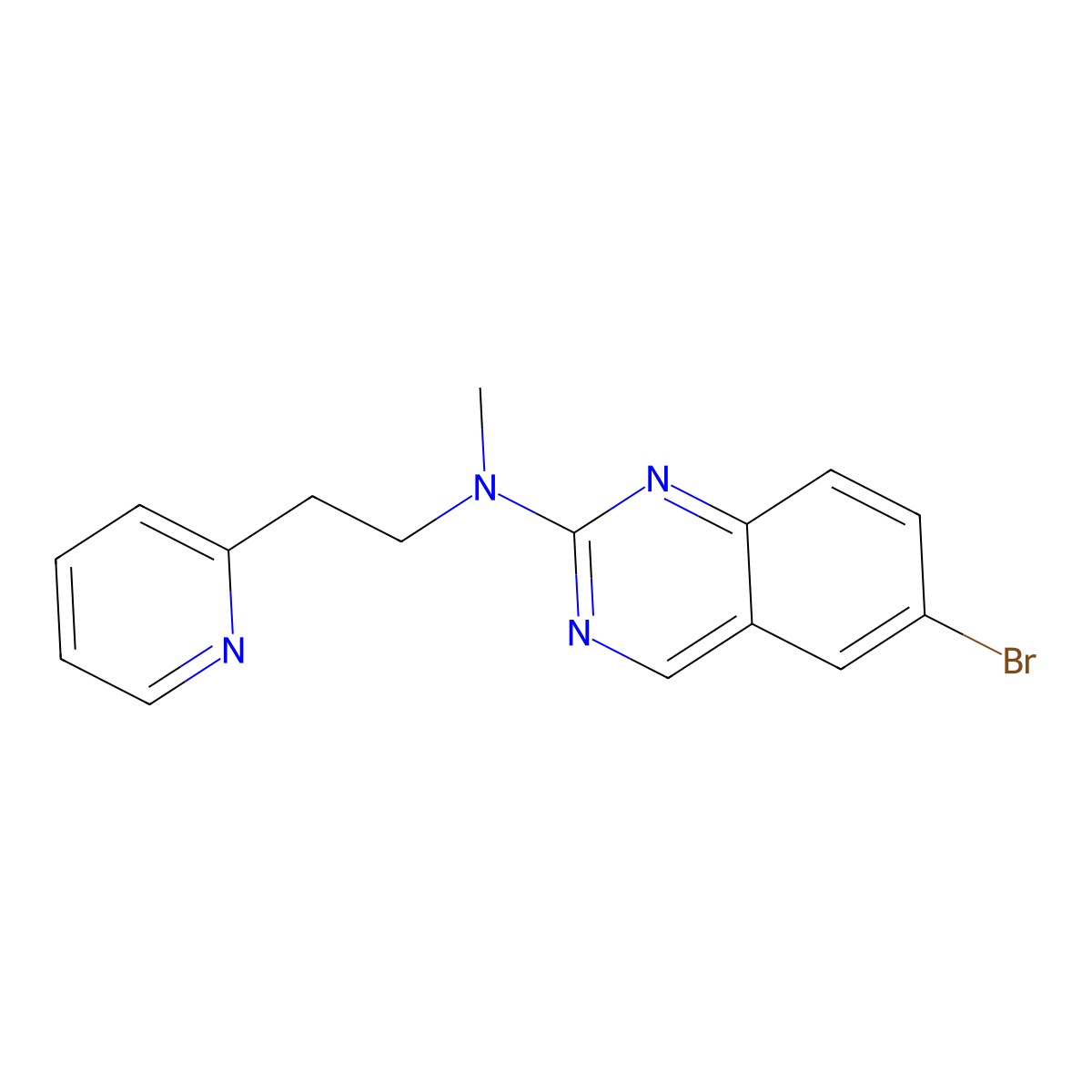6-bromo-N-methyl-N-[2-(pyridin-2-yl)ethyl]quinazolin-2-amine molecular structure, CAS 2877750-54-2