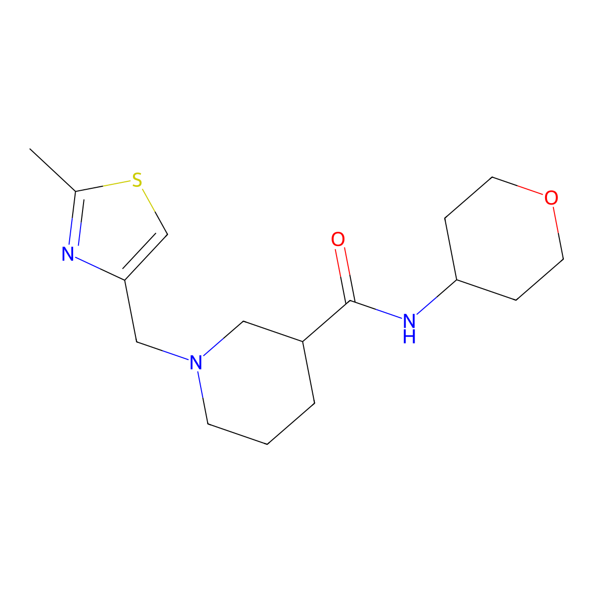 1-[(2-methyl-1,3-thiazol-4-yl)methyl]-N-(oxan-4-yl)piperidine-3-carboxamide molecular structure, CAS 2877750-77-9
