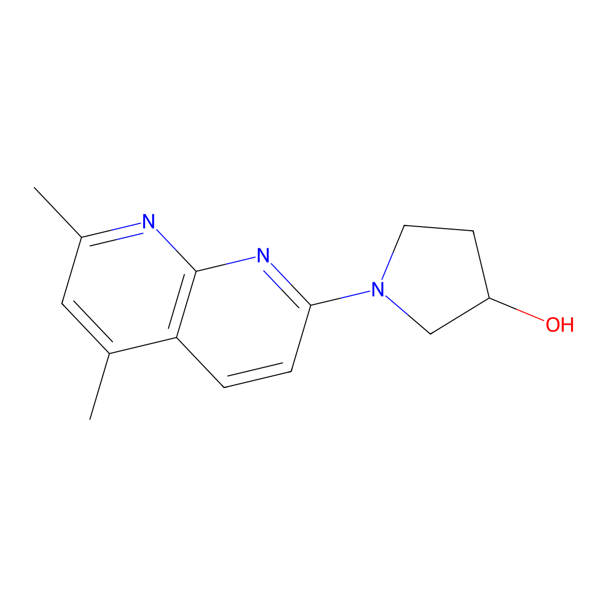1-(5,7-Dimethyl-1,8-naphthyridin-2-yl)pyrrolidin-3-ol molecular structure, CAS 2877750-78-0
