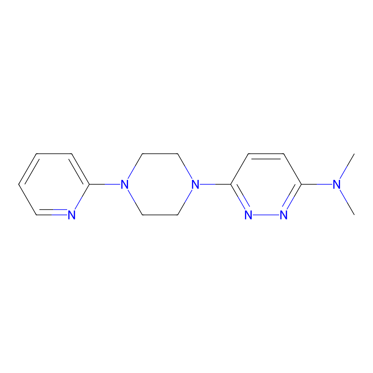 N,N-dimethyl-6-[4-(pyridin-2-yl)piperazin-1-yl]pyridazin-3-amine molecular structure, CAS 2877750-86-0