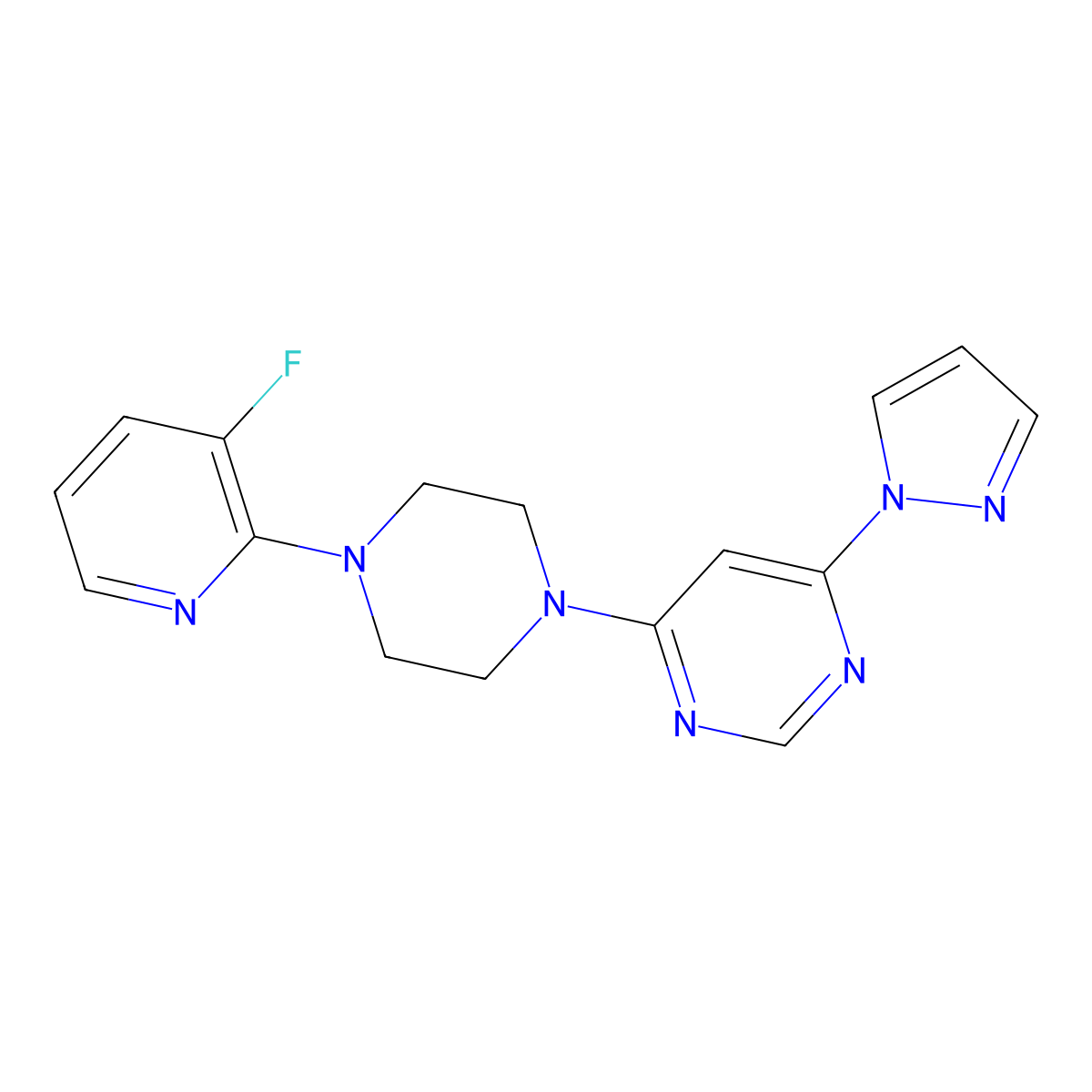 4-[4-(3-fluoropyridin-2-yl)piperazin-1-yl]-6-(1H-pyrazol-1-yl)pyrimidine molecular structure, CAS 2877750-87-1