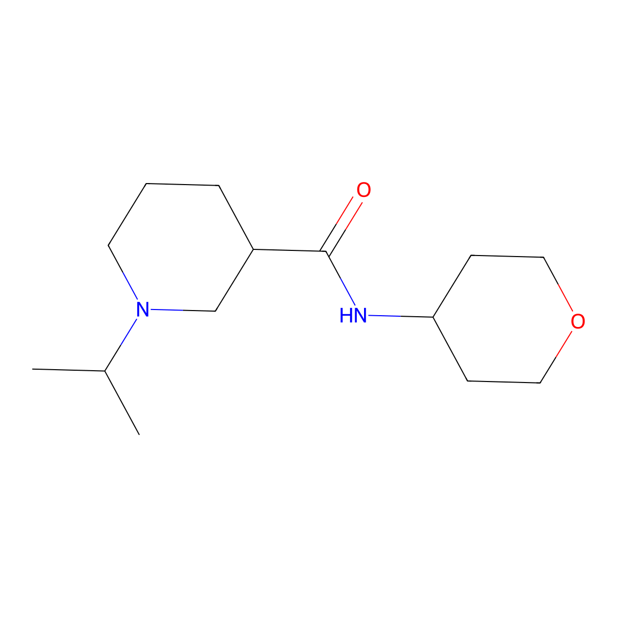 N-(oxan-4-yl)-1-(propan-2-yl)piperidine-3-carboxamide molecular structure, CAS 2877750-88-2