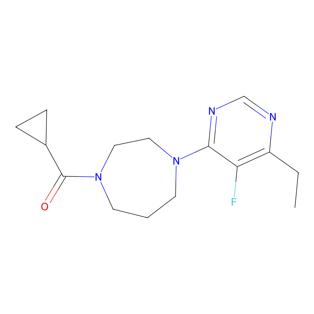 1-Cyclopropanecarbonyl-4-(6-ethyl-5-fluoropyrimidin-4-yl)-1,4-diazepane molecular structure, CAS 2877750-89-3