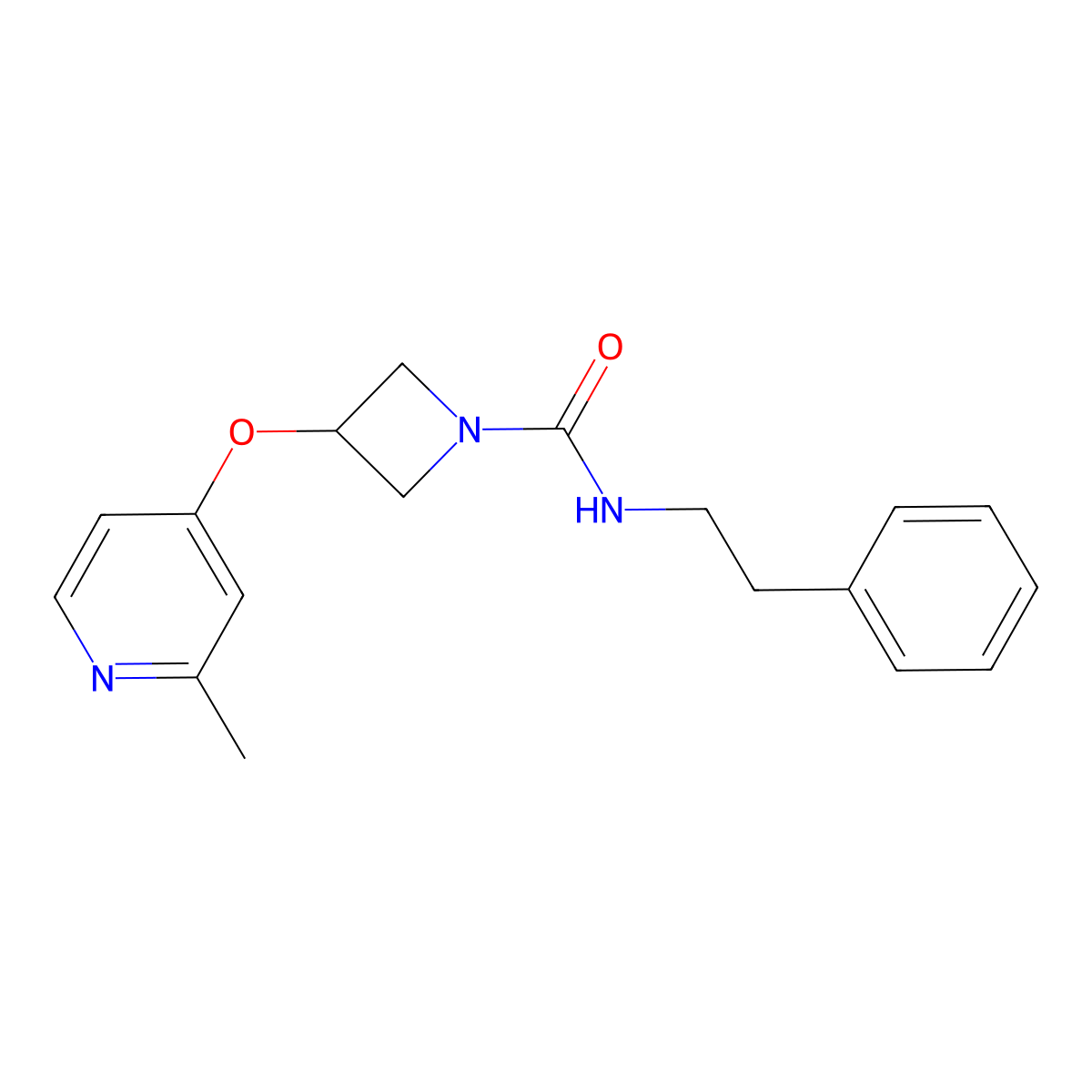 3-[(2-methylpyridin-4-yl)oxy]-N-(2-phenylethyl)azetidine-1-carboxamide molecular structure, CAS 2877750-90-6
