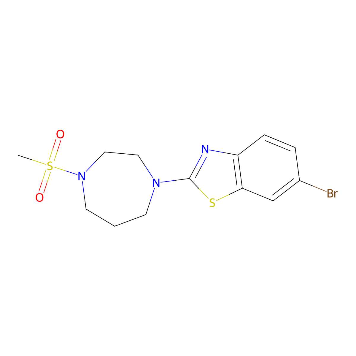 6-Bromo-2-(4-methanesulfonyl-1,4-diazepan-1-yl)-1,3-benzothiazole molecular structure, CAS 2877750-95-1
