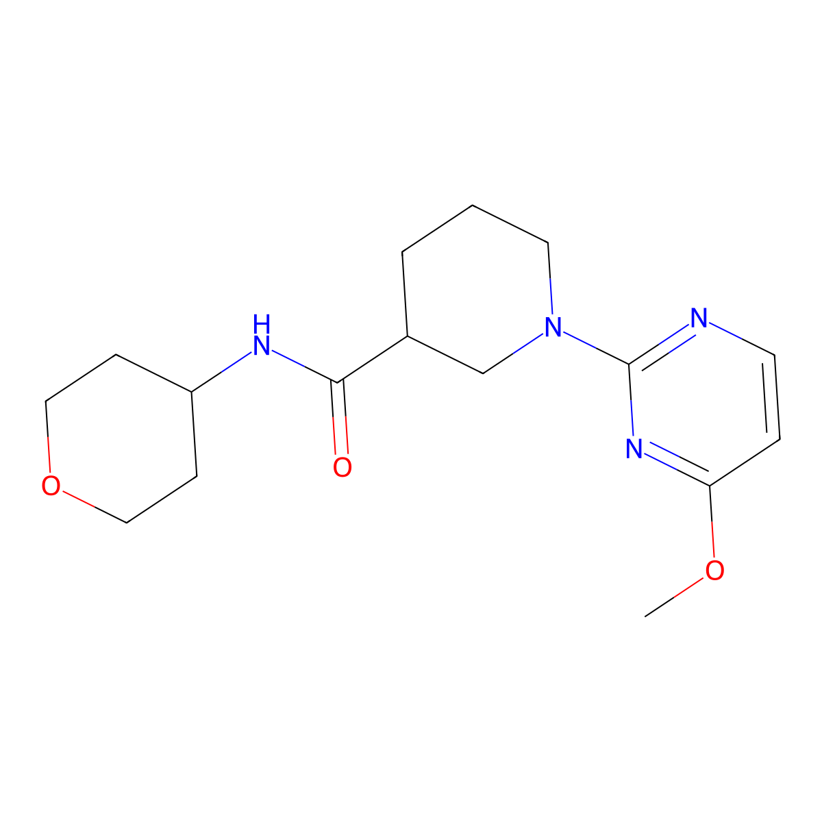 1-(4-methoxypyrimidin-2-yl)-N-(oxan-4-yl)piperidine-3-carboxamide molecular structure, CAS 2877750-96-2