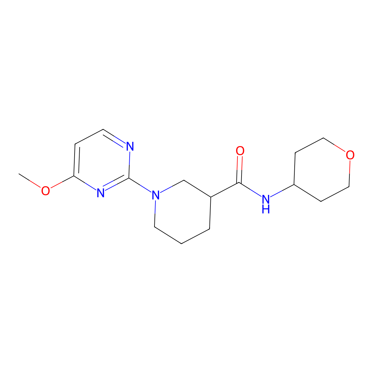 1-(4-methoxypyrimidin-2-yl)-N-(oxan-4-yl)piperidine-3-carboxamide molecular structure, CAS 2877750-96-2