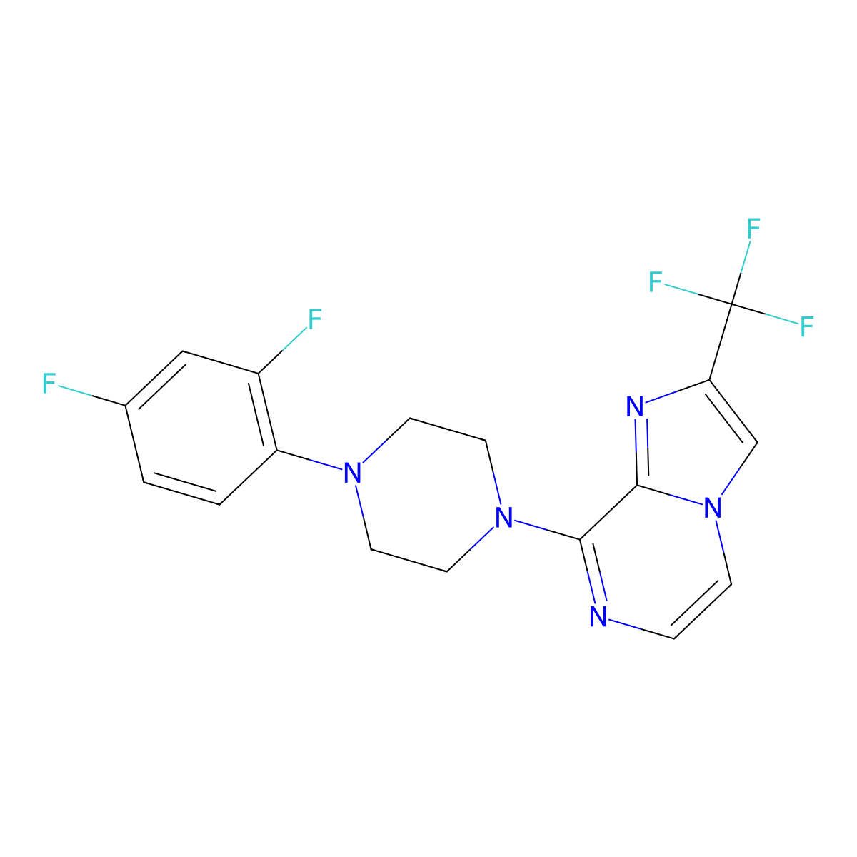 1-(2,4-Difluorophenyl)-4-[2-(trifluoromethyl)imidazo[1,2-a]pyrazin-8-yl]piperazine molecular structure, CAS 2877750-98-4