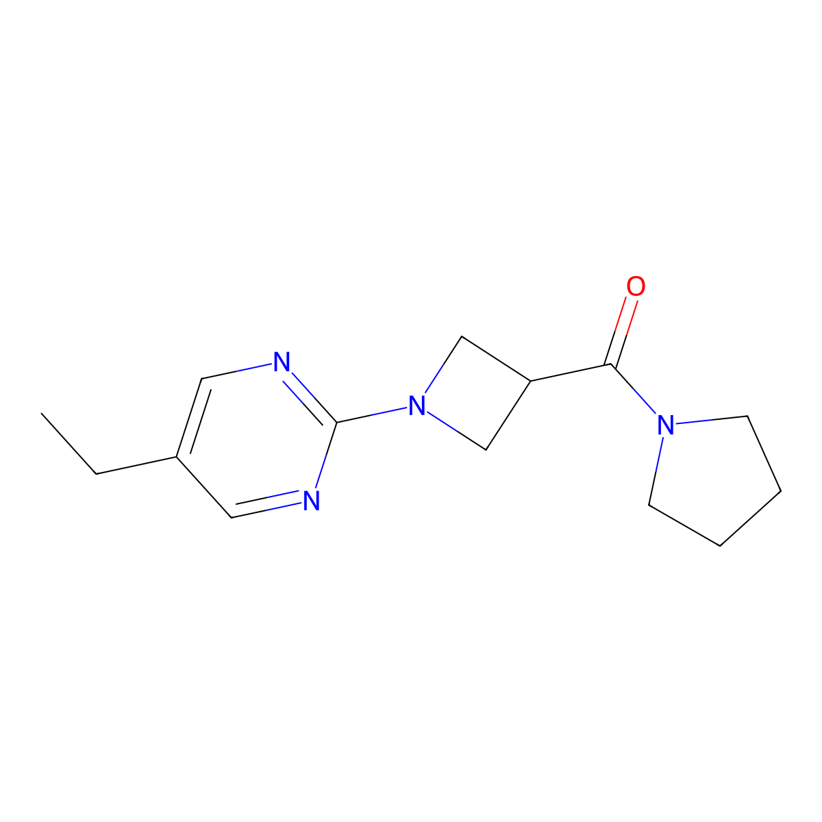 5-Ethyl-2-[3-(pyrrolidine-1-carbonyl)azetidin-1-yl]pyrimidine molecular structure, CAS 2877751-08-9