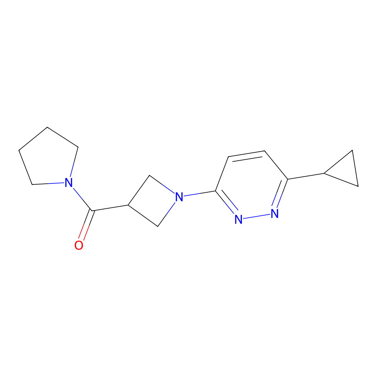 3-Cyclopropyl-6-[3-(pyrrolidine-1-carbonyl)azetidin-1-yl]pyridazine molecular structure, CAS 2877751-14-7