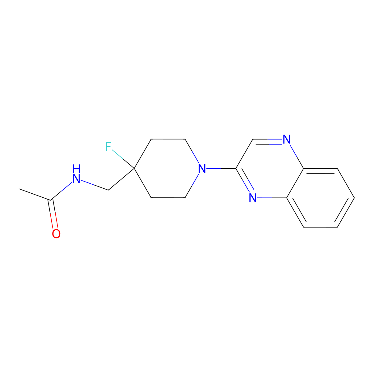 N-{[4-fluoro-1-(quinoxalin-2-yl)piperidin-4-yl]methyl}acetamide molecular structure, CAS 2877751-16-9