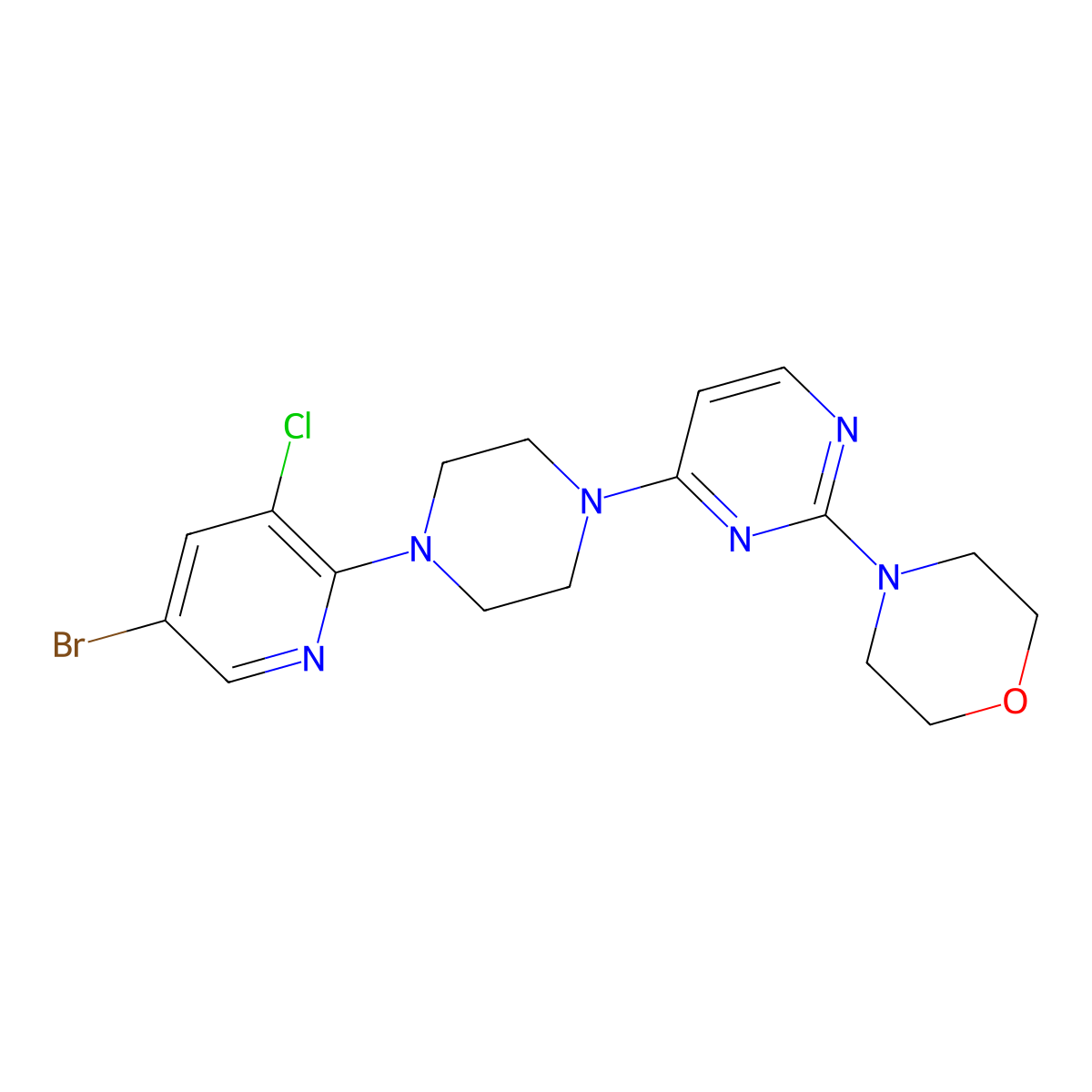 4-{4-[4-(5-Bromo-3-chloropyridin-2-yl)piperazin-1-yl]pyrimidin-2-yl}morpholine molecular structure, CAS 2877751-22-7