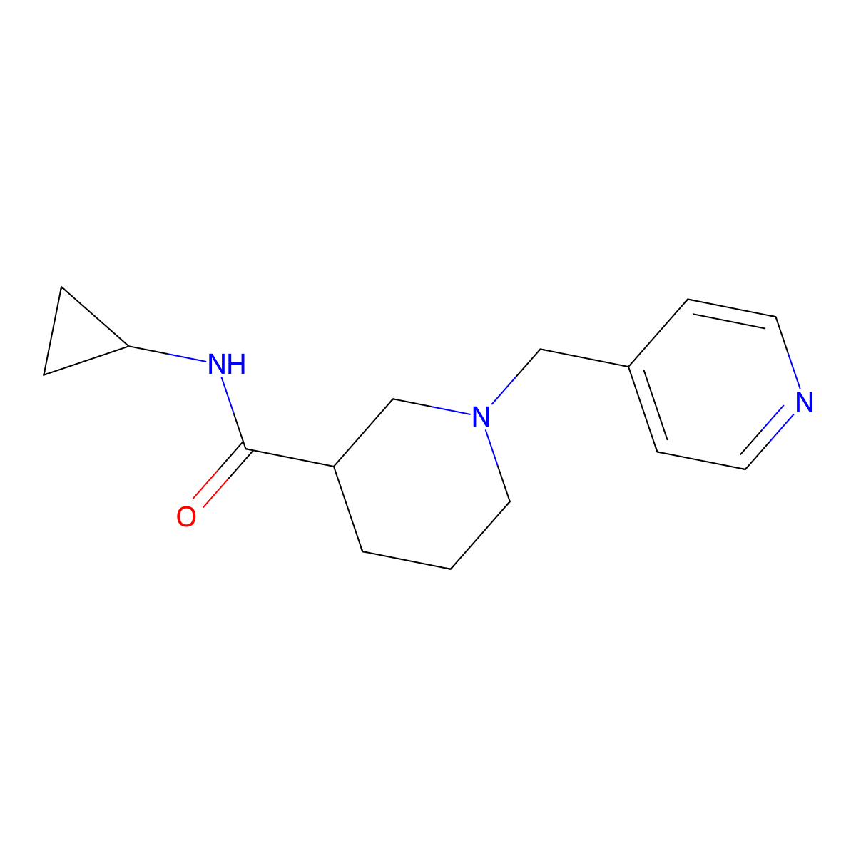 N-cyclopropyl-1-[(pyridin-4-yl)methyl]piperidine-3-carboxamide molecular structure, CAS 2877751-24-9
