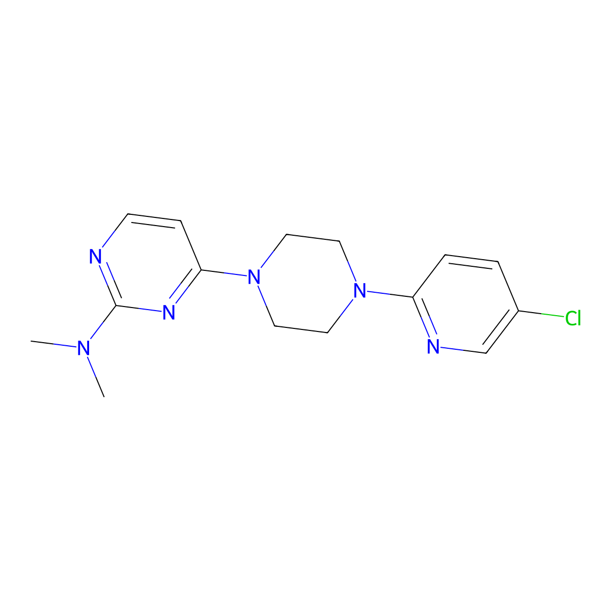 4-[4-(5-chloropyridin-2-yl)piperazin-1-yl]-N,N-dimethylpyrimidin-2-amine molecular structure, CAS 2877751-25-0